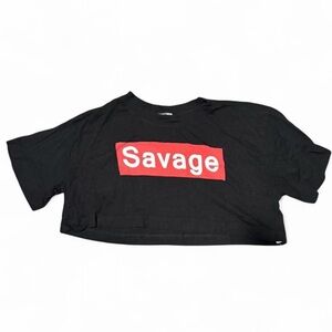 Fashion Nova Black Crop Top with Red Print